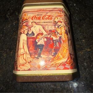 Vintage 1989 Collectable Coca-Cola Tin, Soda Fountain Scene  Made In France